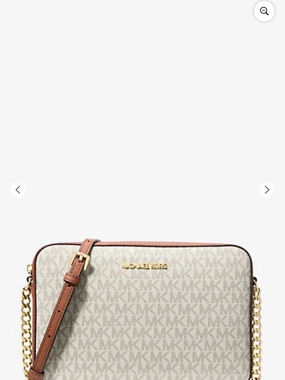 Michael Kors White & Tan Signature Jet Set Crossbody